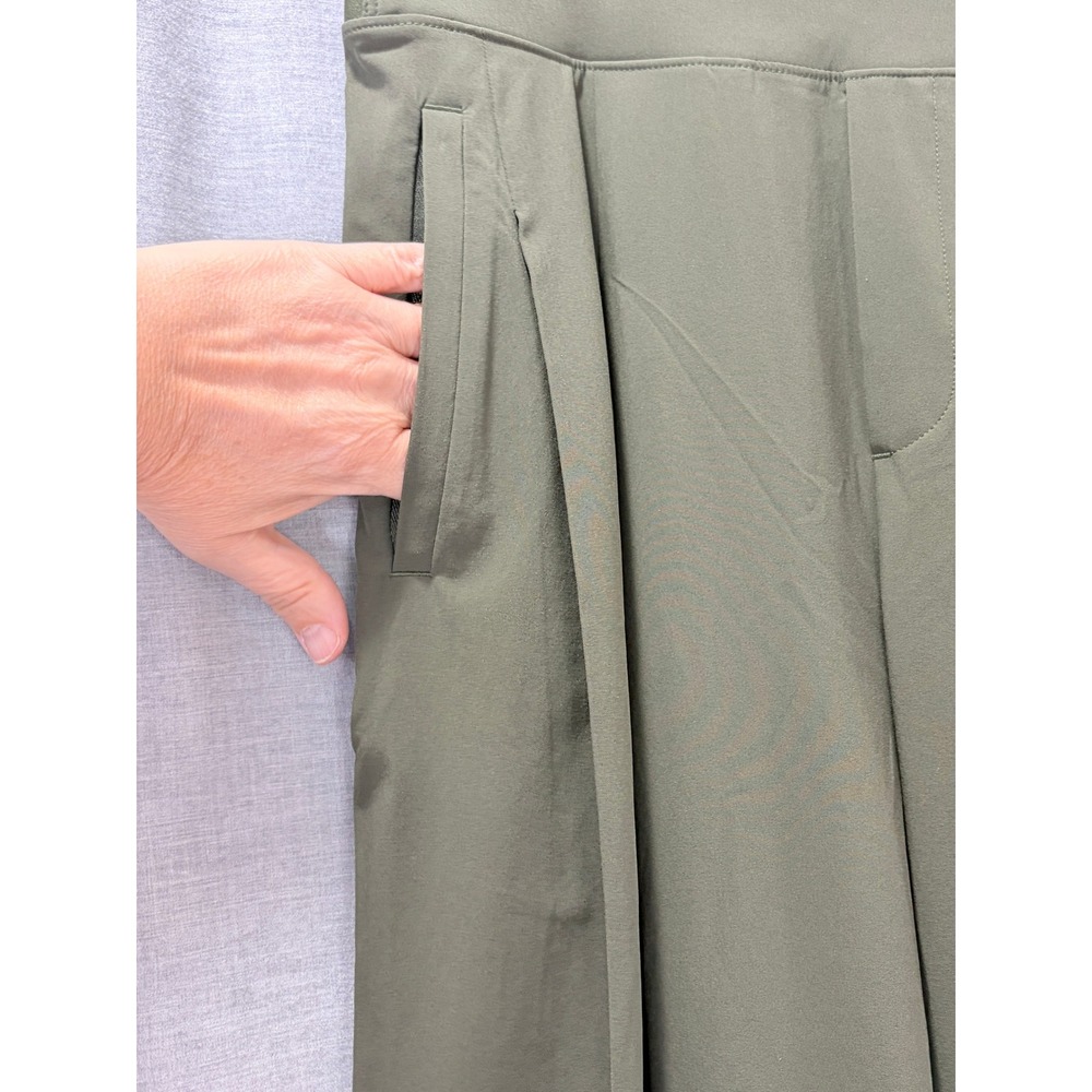 Athleta Green Solid Polyester Brooklyn Womens Wide Leg Pants 10 - Picture 5 of 10